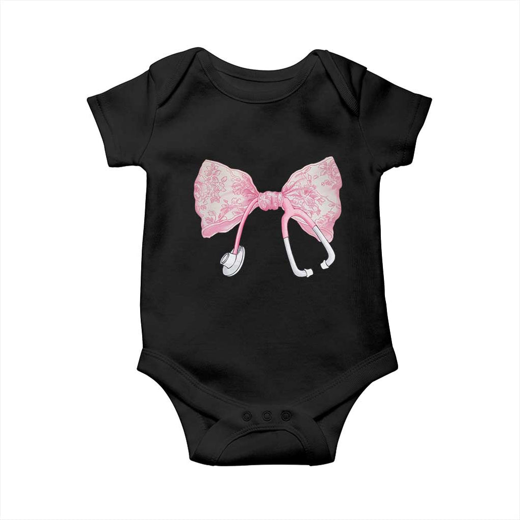Pink Coquette Nurse Baby Onesie Toile de Jouy Stethoscope Bow TS10 Black Print Your Wear