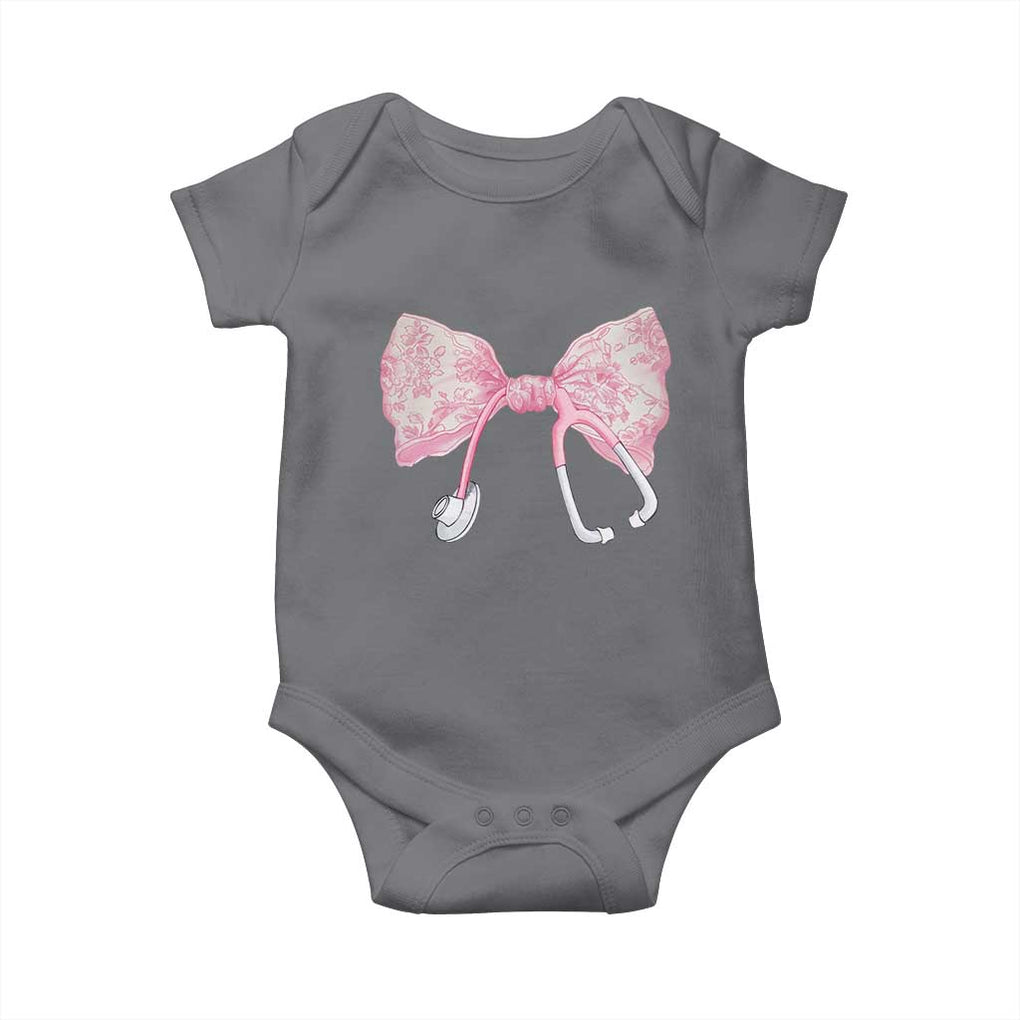 Pink Coquette Nurse Baby Onesie Toile de Jouy Stethoscope Bow TS10 Charcoal Print Your Wear