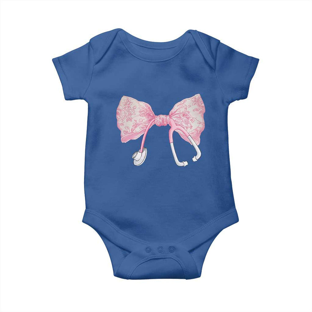 Pink Coquette Nurse Baby Onesie Toile de Jouy Stethoscope Bow TS10 Royal Blue Print Your Wear