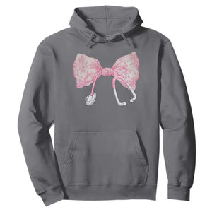 Pink Coquette Nurse Hoodie Toile de Jouy Stethoscope Bow TS10 Charcoal Print Your Wear