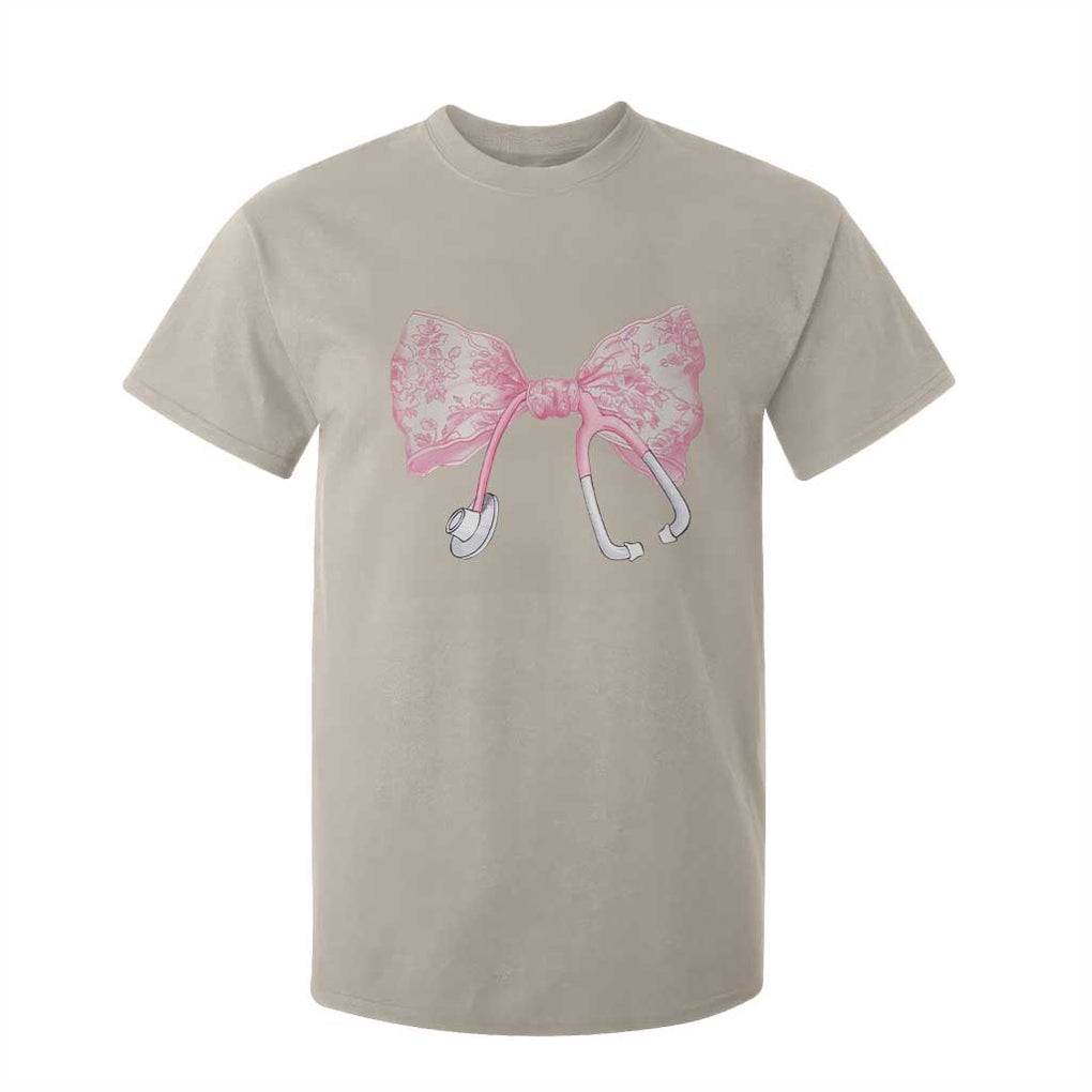 Pink Coquette Nurse T Shirt For Kid Toile de Jouy Stethoscope Bow TS10 Sand Print Your Wear