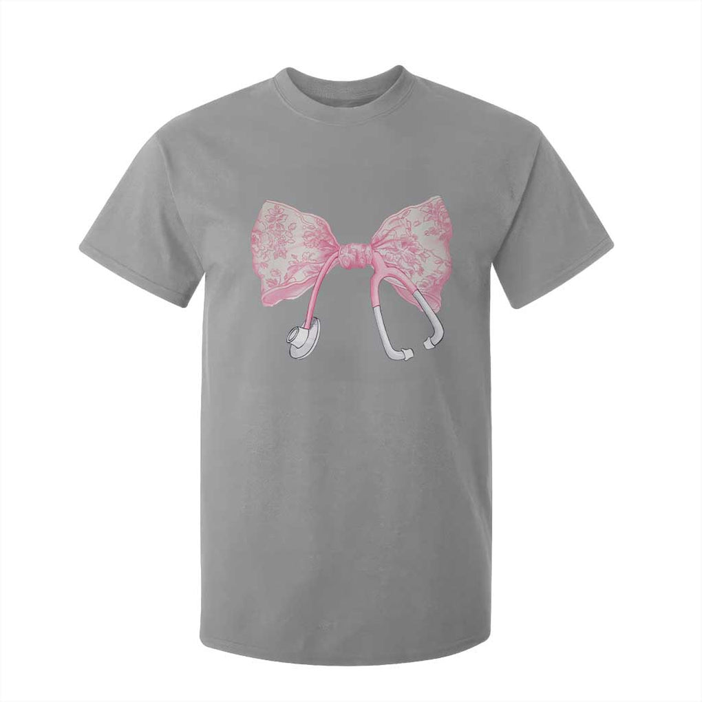 Pink Coquette Nurse T Shirt For Kid Toile de Jouy Stethoscope Bow TS10 Sport Gray Print Your Wear