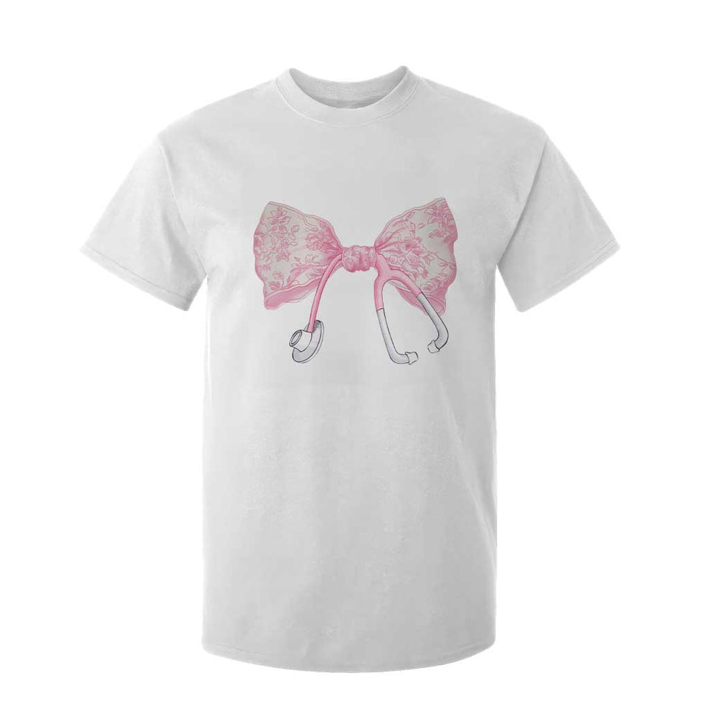 Pink Coquette Nurse T Shirt For Kid Toile de Jouy Stethoscope Bow TS10 White Print Your Wear