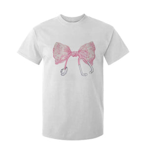 Pink Coquette Nurse T Shirt For Kid Toile de Jouy Stethoscope Bow TS10 White Print Your Wear