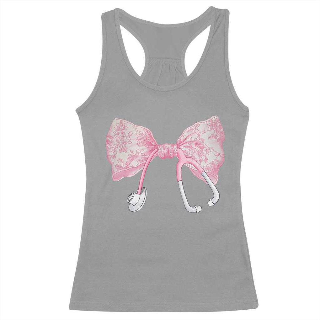Pink Coquette Nurse Racerback Tank Top Toile de Jouy Stethoscope Bow TS10 Sport Gray Print Your Wear