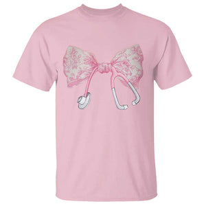Pink Coquette Nurse T Shirt Toile de Jouy Stethoscope Bow TS10 Light Pink Print Your Wear