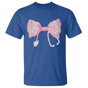 Pink Coquette Nurse T Shirt Toile de Jouy Stethoscope Bow TS10 Royal Blue Print Your Wear