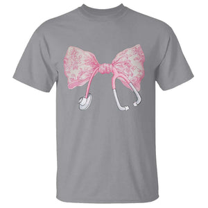 Pink Coquette Nurse T Shirt Toile de Jouy Stethoscope Bow TS10 Sport Gray Print Your Wear