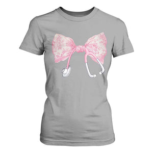 Pink Coquette Nurse T Shirt For Women Toile de Jouy Stethoscope Bow TS10 Sport Gray Print Your Wear