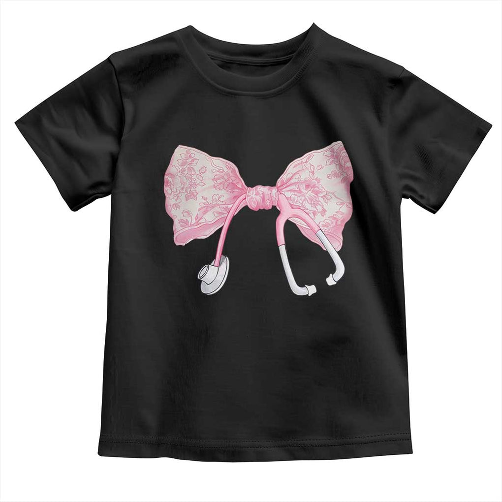 Pink Coquette Nurse Toddler T Shirt Toile de Jouy Stethoscope Bow TS10 Black Print Your Wear