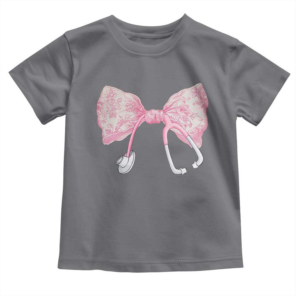 Pink Coquette Nurse Toddler T Shirt Toile de Jouy Stethoscope Bow TS10 Charcoal Print Your Wear