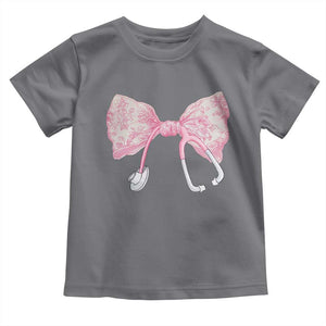 Pink Coquette Nurse Toddler T Shirt Toile de Jouy Stethoscope Bow TS10 Charcoal Print Your Wear