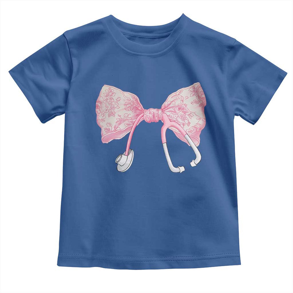 Pink Coquette Nurse Toddler T Shirt Toile de Jouy Stethoscope Bow TS10 Royal Blue Print Your Wear