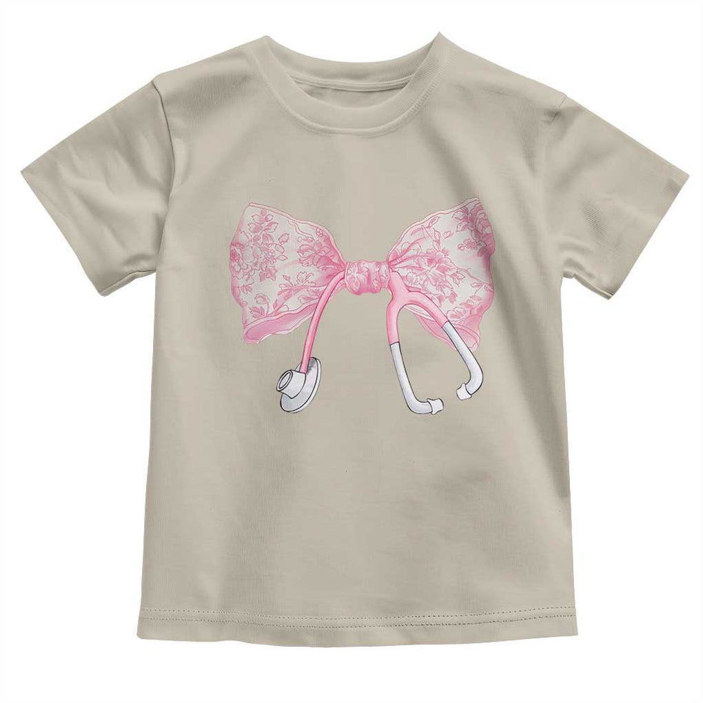 Pink Coquette Nurse Toddler T Shirt Toile de Jouy Stethoscope Bow TS10 Sand Print Your Wear