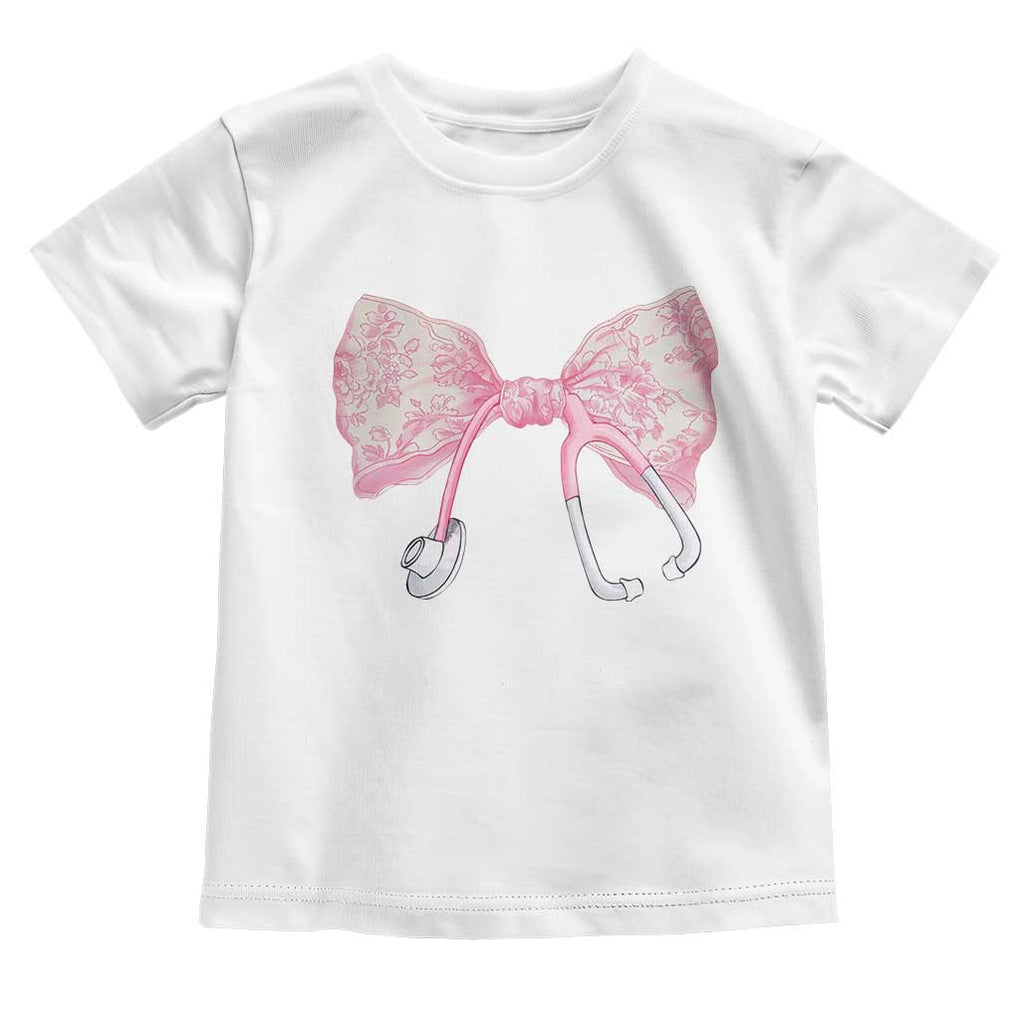 Pink Coquette Nurse Toddler T Shirt Toile de Jouy Stethoscope Bow TS10 White Print Your Wear