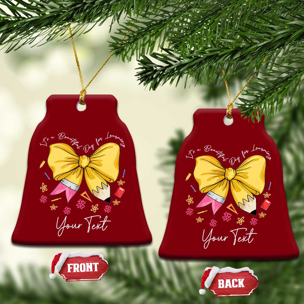 Personalized Teacher Coquette Bow Ceramic Ornament Custom Name Cute Teacher Appreciation Gift TS10 Print Your Wear