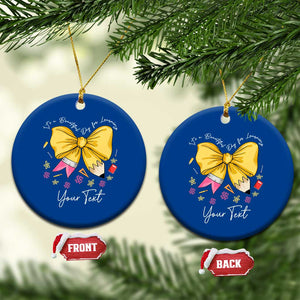 Personalized Teacher Coquette Bow Ceramic Ornament Custom Name Cute Teacher Appreciation Gift TS10 1pc Blue Print Your Wear