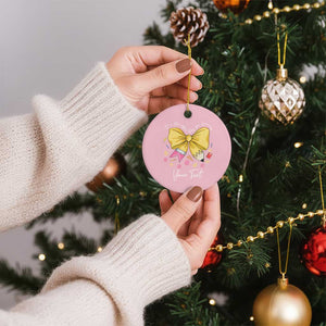 Personalized Teacher Coquette Bow Ceramic Ornament Custom Name Cute Teacher Appreciation Gift TS10 1pc Light Pink Print Your Wear