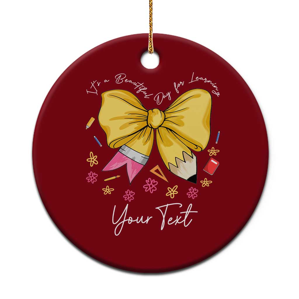 Personalized Teacher Coquette Bow Ceramic Ornament Custom Name Cute Teacher Appreciation Gift TS10 1pc Red Print Your Wear