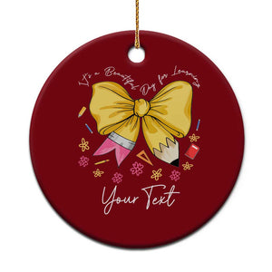 Personalized Teacher Coquette Bow Ceramic Ornament Custom Name Cute Teacher Appreciation Gift TS10 1pc Red Print Your Wear