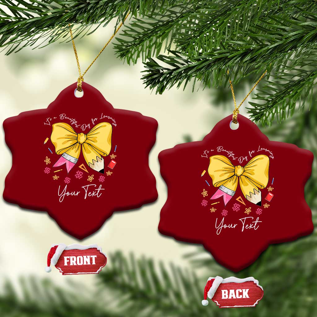 Personalized Teacher Coquette Bow Ceramic Ornament Custom Name Cute Teacher Appreciation Gift TS10 Print Your Wear