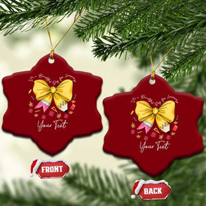 Personalized Teacher Coquette Bow Ceramic Ornament Custom Name Cute Teacher Appreciation Gift TS10 Print Your Wear