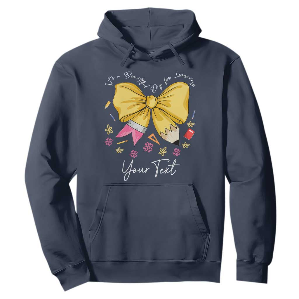 Personalized Teacher Coquette Bow Hoodie Custom Name Cute Teacher Appreciation Gift TS10 Navy Print Your Wear