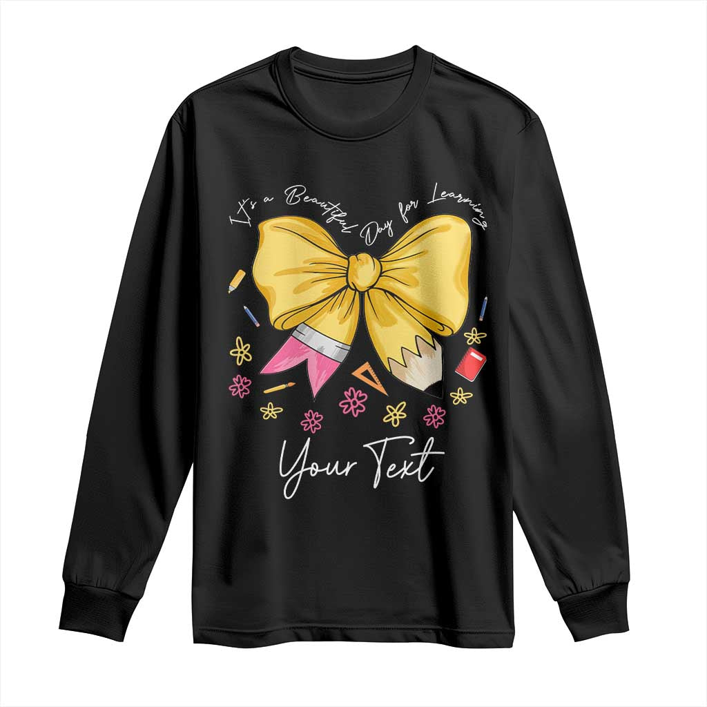 Personalized Teacher Coquette Bow Long Sleeve Shirt Custom Name Cute Teacher Appreciation Gift TS10 Black Print Your Wear