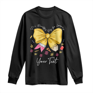 Personalized Teacher Coquette Bow Long Sleeve Shirt Custom Name Cute Teacher Appreciation Gift TS10 Black Print Your Wear