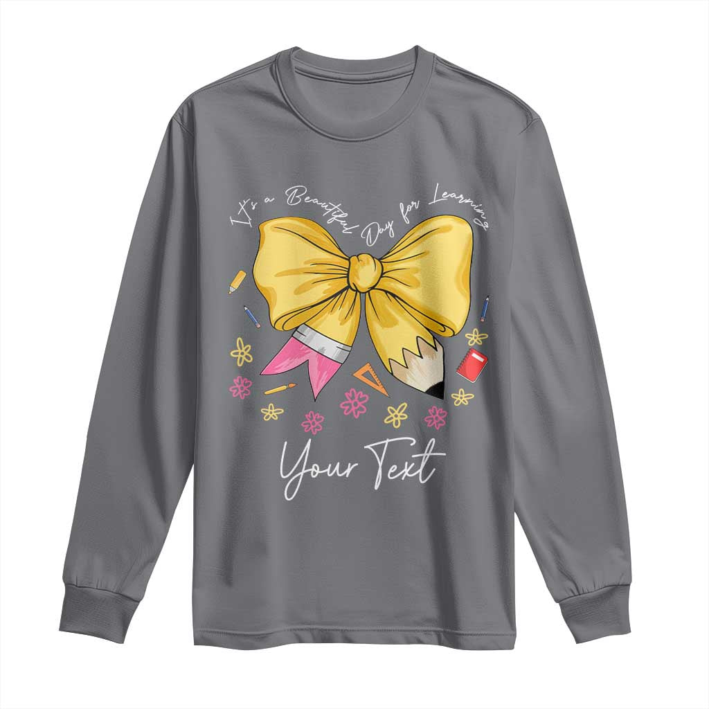 Personalized Teacher Coquette Bow Long Sleeve Shirt Custom Name Cute Teacher Appreciation Gift TS10 Charcoal Print Your Wear