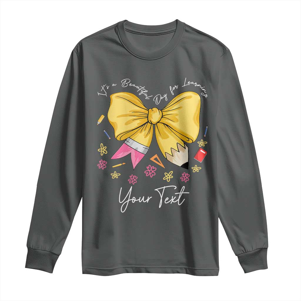 Personalized Teacher Coquette Bow Long Sleeve Shirt Custom Name Cute Teacher Appreciation Gift TS10 Dark Heather Print Your Wear