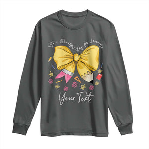 Personalized Teacher Coquette Bow Long Sleeve Shirt Custom Name Cute Teacher Appreciation Gift TS10 Dark Heather Print Your Wear