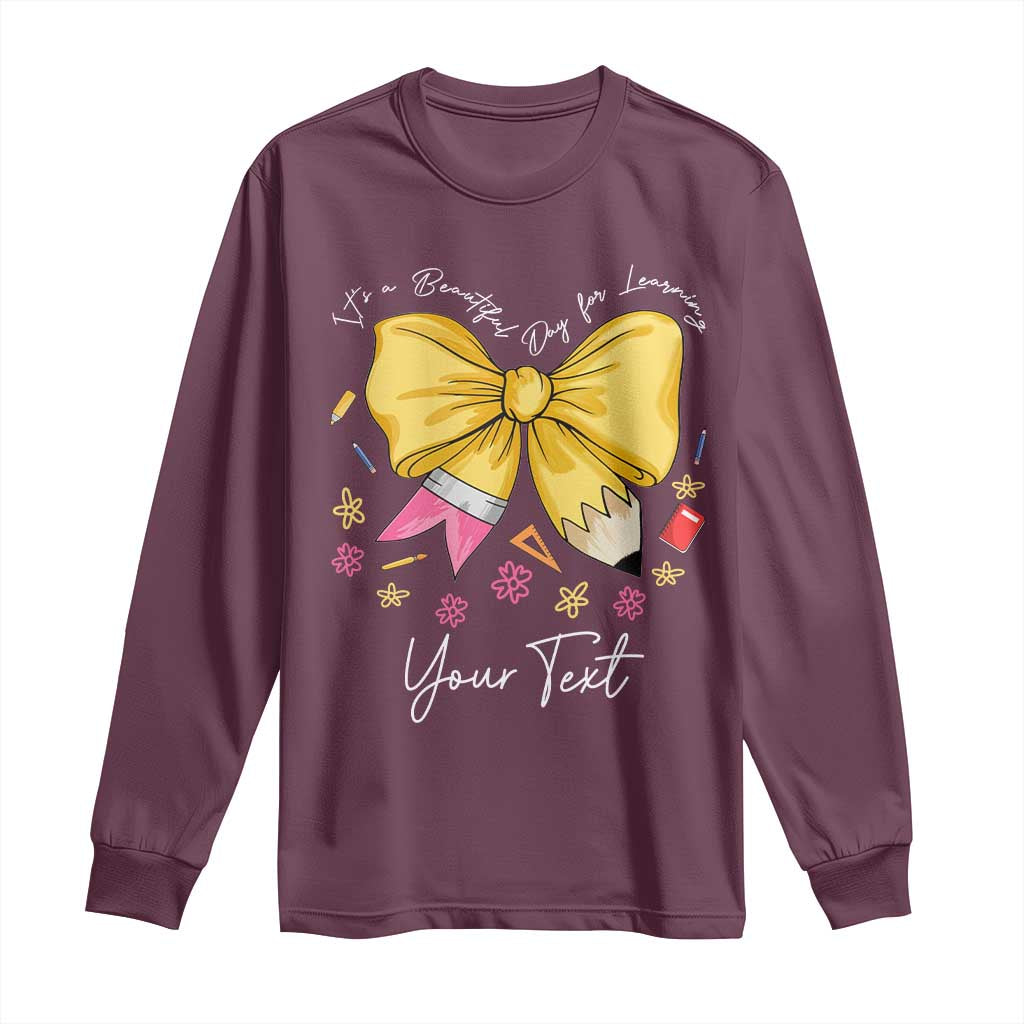 Personalized Teacher Coquette Bow Long Sleeve Shirt Custom Name Cute Teacher Appreciation Gift TS10 Maroon Print Your Wear