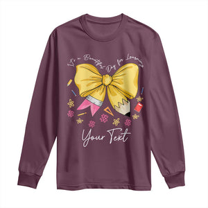 Personalized Teacher Coquette Bow Long Sleeve Shirt Custom Name Cute Teacher Appreciation Gift TS10 Maroon Print Your Wear