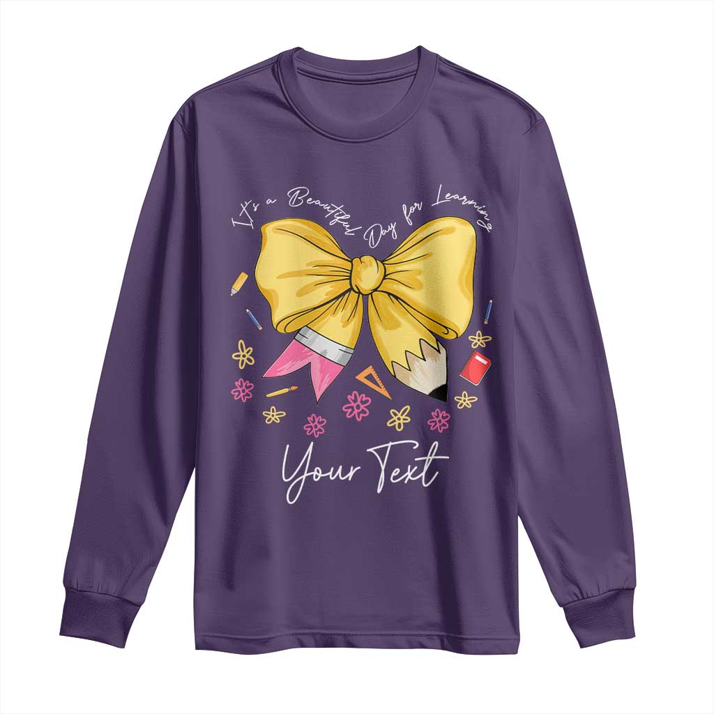 Personalized Teacher Coquette Bow Long Sleeve Shirt Custom Name Cute Teacher Appreciation Gift TS10 Purple Print Your Wear