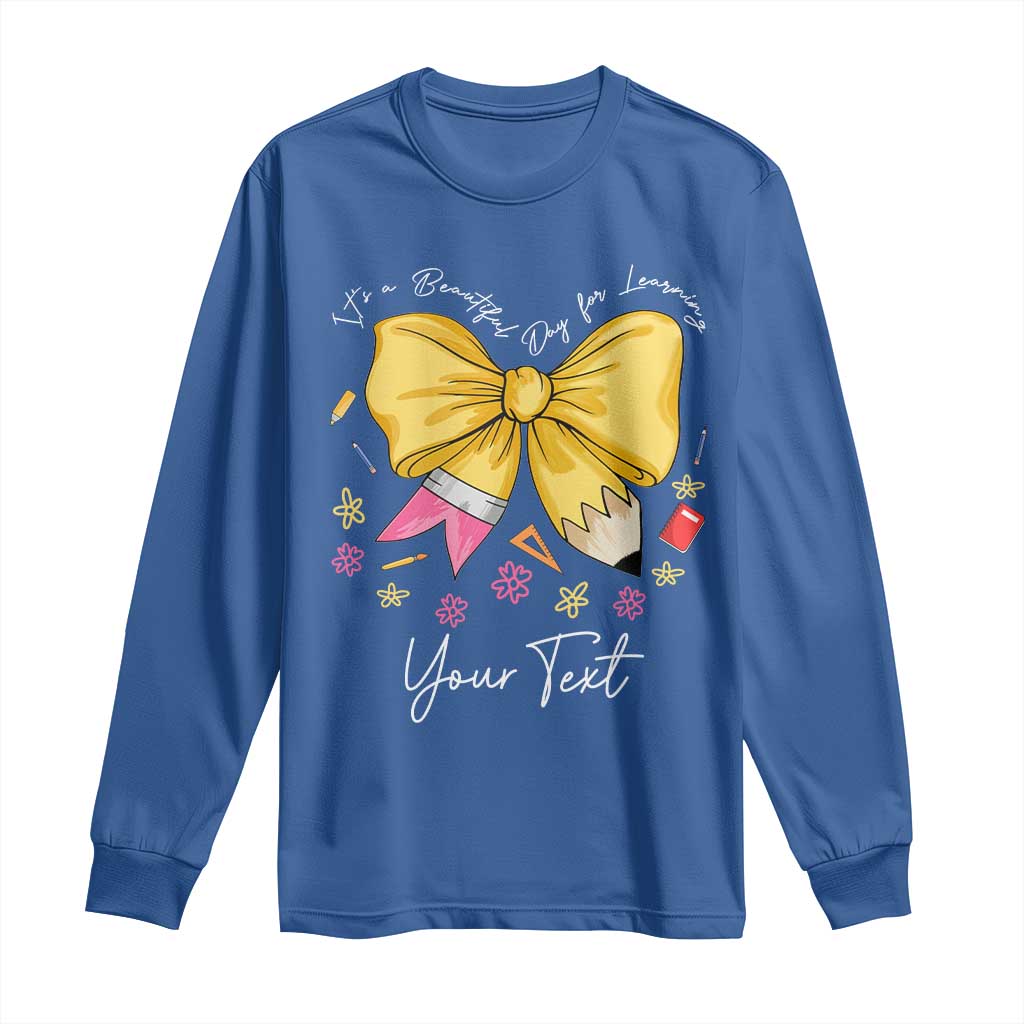 Personalized Teacher Coquette Bow Long Sleeve Shirt Custom Name Cute Teacher Appreciation Gift TS10 Royal Blue Print Your Wear