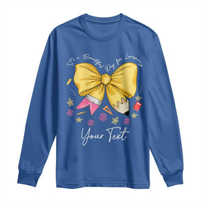 Personalized Teacher Coquette Bow Long Sleeve Shirt Custom Name Cute Teacher Appreciation Gift TS10 Royal Blue Print Your Wear