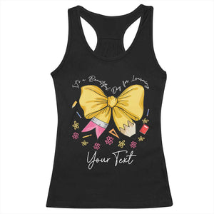 Personalized Teacher Coquette Bow Racerback Tank Top Custom Name Cute Teacher Appreciation Gift TS10 Black Print Your Wear
