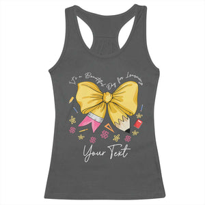 Personalized Teacher Coquette Bow Racerback Tank Top Custom Name Cute Teacher Appreciation Gift TS10 Dark Heather Print Your Wear