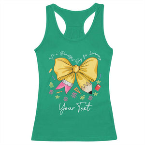 Personalized Teacher Coquette Bow Racerback Tank Top Custom Name Cute Teacher Appreciation Gift TS10 Irish Green Print Your Wear