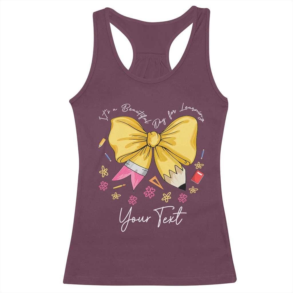 Personalized Teacher Coquette Bow Racerback Tank Top Custom Name Cute Teacher Appreciation Gift TS10 Maroon Print Your Wear