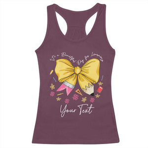 Personalized Teacher Coquette Bow Racerback Tank Top Custom Name Cute Teacher Appreciation Gift TS10 Maroon Print Your Wear