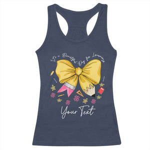 Personalized Teacher Coquette Bow Racerback Tank Top Custom Name Cute Teacher Appreciation Gift TS10 Navy Print Your Wear