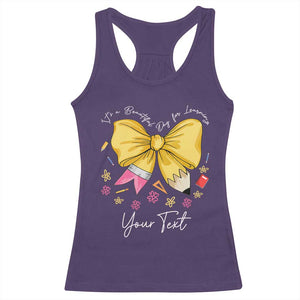 Personalized Teacher Coquette Bow Racerback Tank Top Custom Name Cute Teacher Appreciation Gift TS10 Purple Print Your Wear