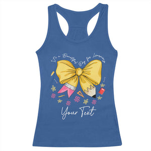 Personalized Teacher Coquette Bow Racerback Tank Top Custom Name Cute Teacher Appreciation Gift TS10 Royal Blue Print Your Wear