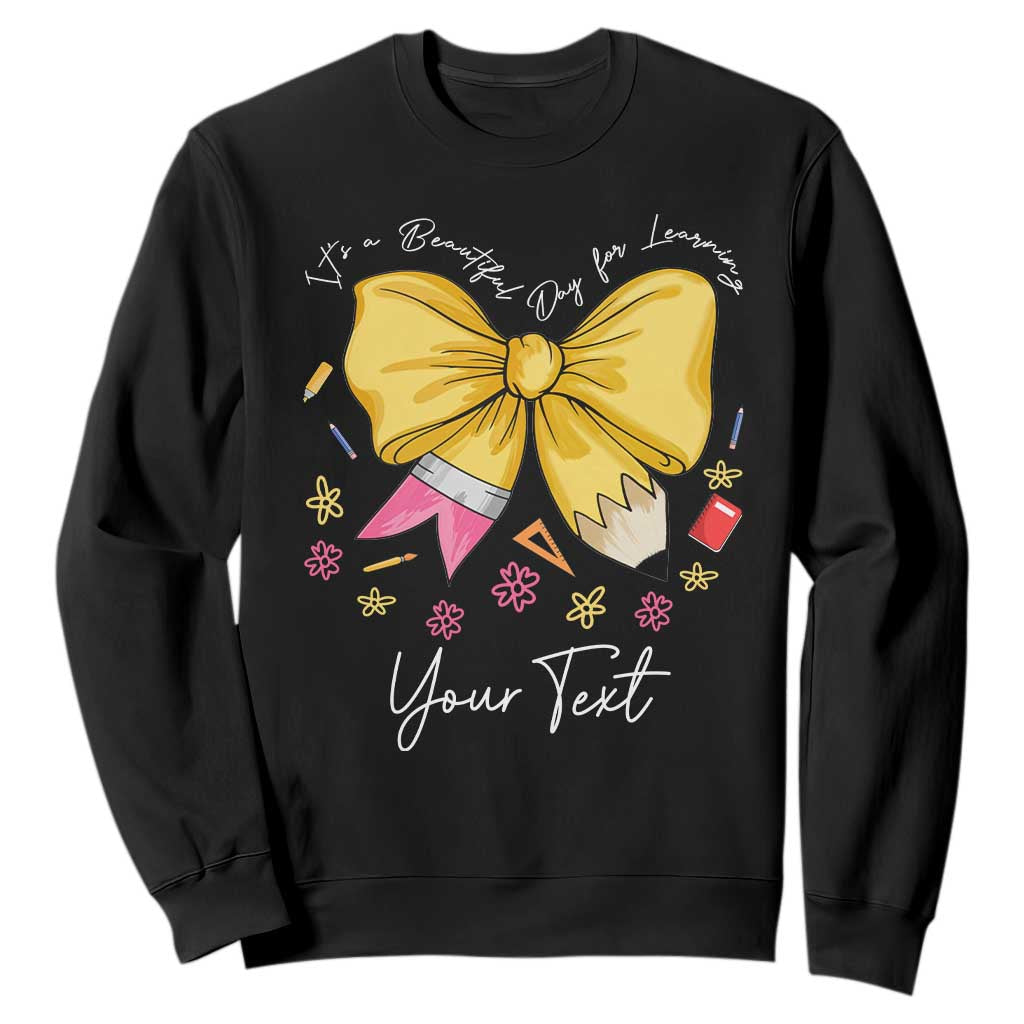 Personalized Teacher Coquette Bow Sweatshirt Custom Name Cute Teacher Appreciation Gift TS10 Black Print Your Wear