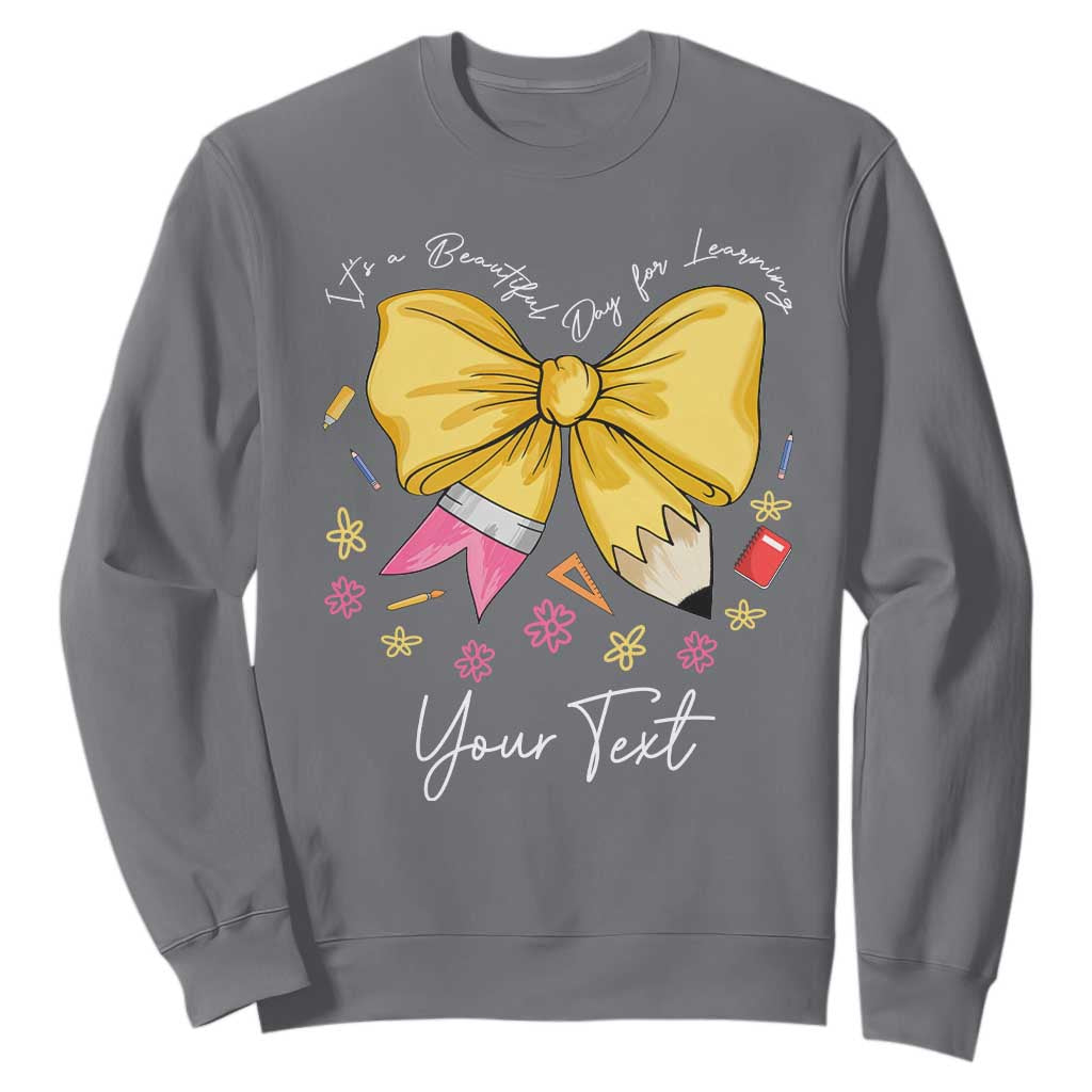 Personalized Teacher Coquette Bow Sweatshirt Custom Name Cute Teacher Appreciation Gift TS10 Charcoal Print Your Wear
