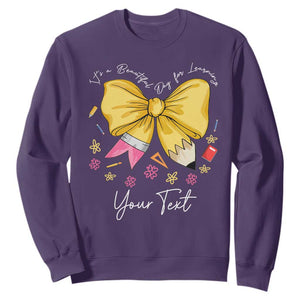 Personalized Teacher Coquette Bow Sweatshirt Custom Name Cute Teacher Appreciation Gift TS10 Purple Print Your Wear