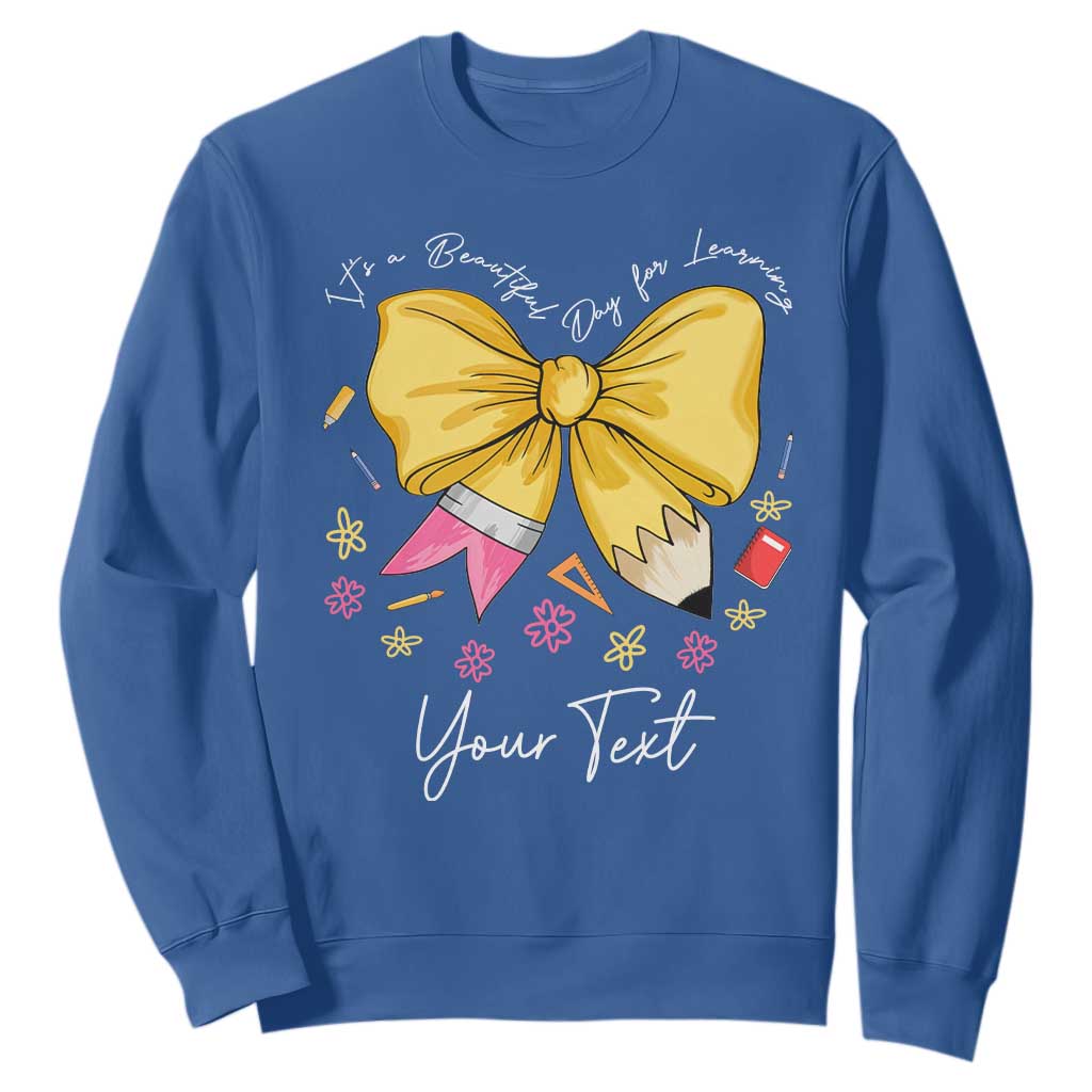 Personalized Teacher Coquette Bow Sweatshirt Custom Name Cute Teacher Appreciation Gift TS10 Royal Blue Print Your Wear