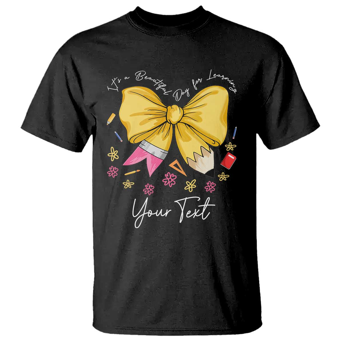 Personalized Teacher Coquette Bow T Shirt Custom Name Cute Teacher Appreciation Gift TS10 Black Print Your Wear